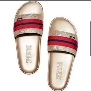 RARE HTF VS Pink Gold Slides Sandals *deadstock